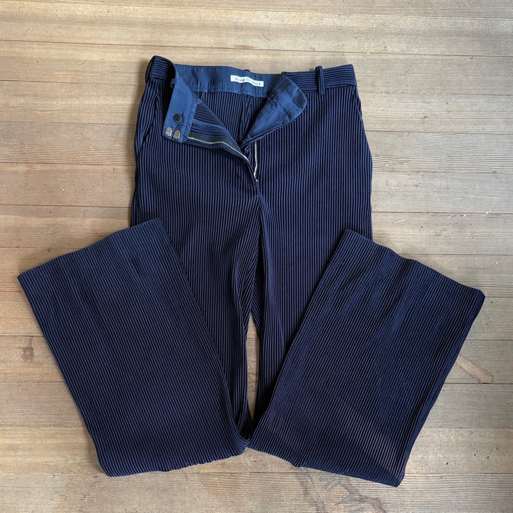 Acne Studios Deep Blue Pinstripe Trousers